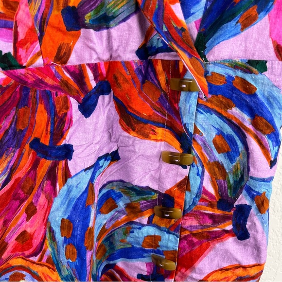 Farm Rio Colored Banana Wrap Mini Dress Linen - Picture 10 of 12